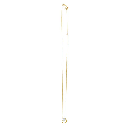 Open Heart and Pearl Necklace in 14K Yellow Gold